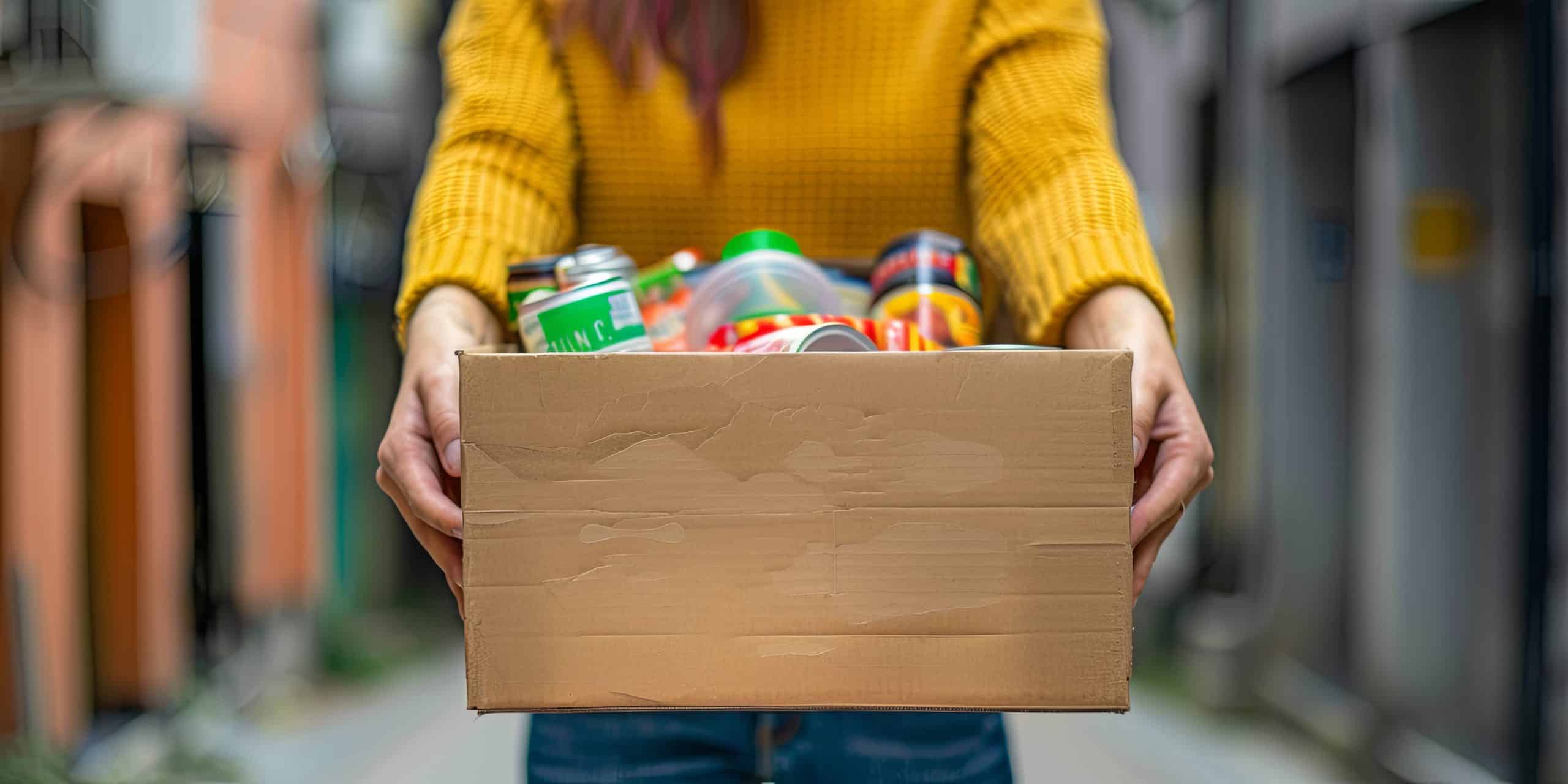 Volunteer Distributing Food Donations